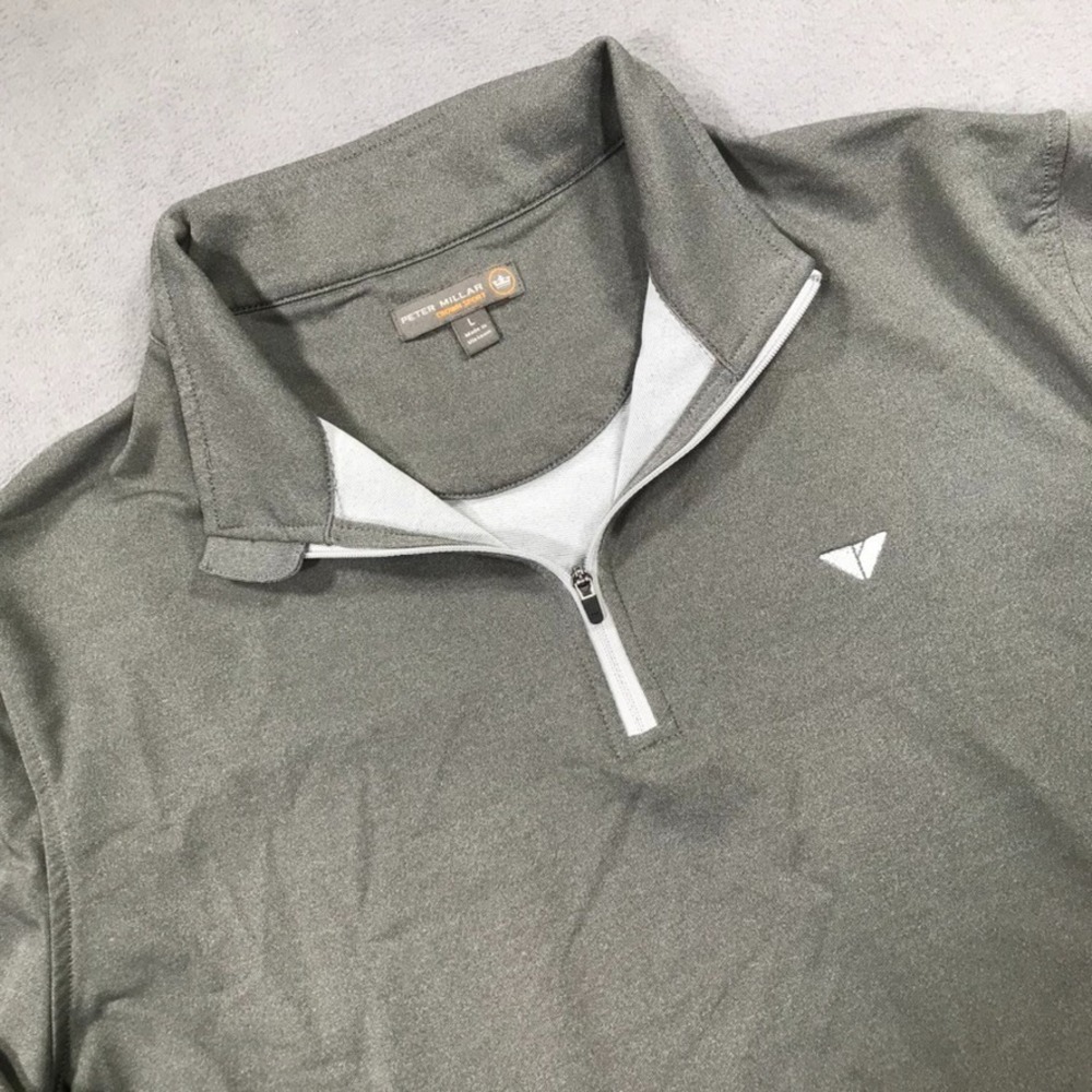 Peter Millar Crown Sport 1/4 Zip Golf Pullover Men's Large Gray Mock Neck *